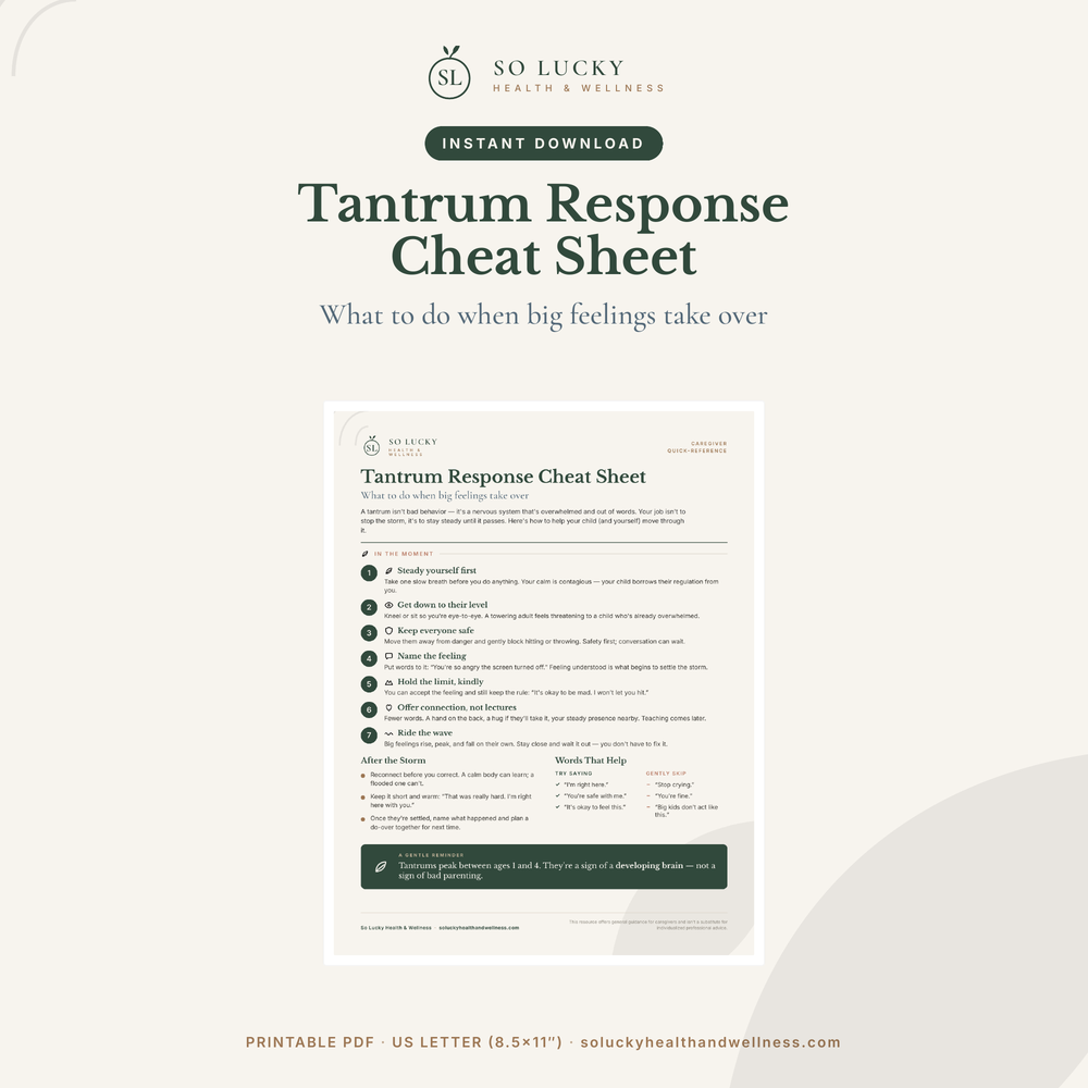 Tantrum Response Cheat Sheet — Printable
