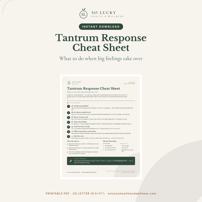 Tantrum Response Cheat Sheet — Printable