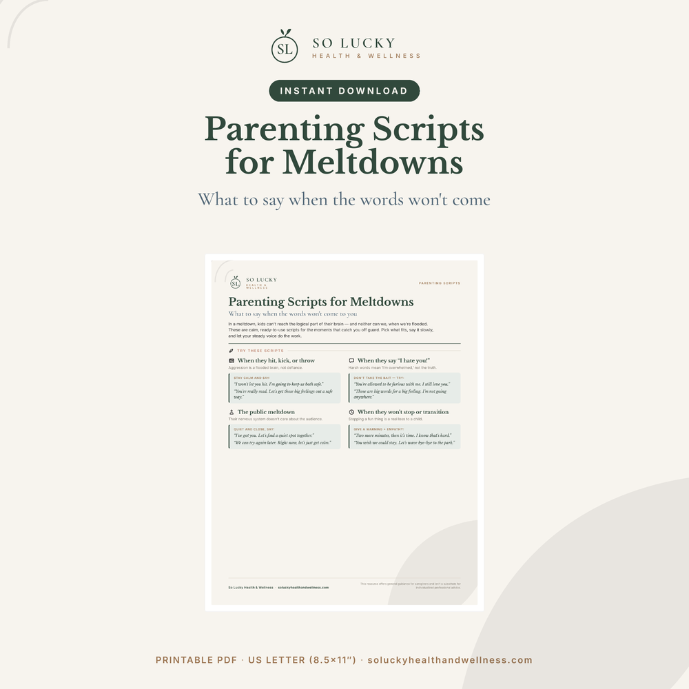 Parenting Scripts for Meltdowns — Printable