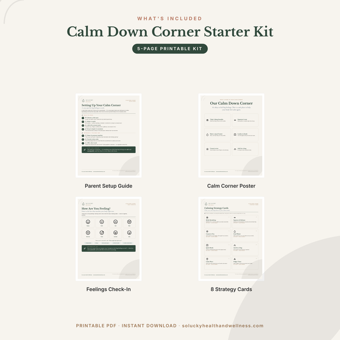 Calm Down Corner Starter Kit — Printable