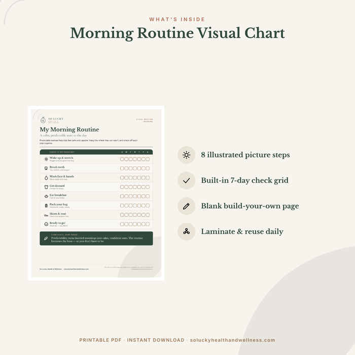 Morning Routine Visual Chart — Printable