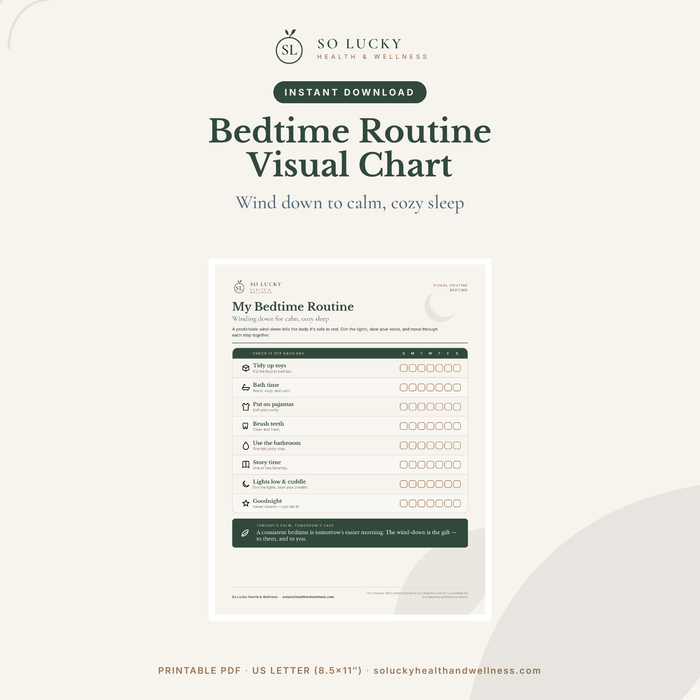 Bedtime Routine Visual Chart — Printable