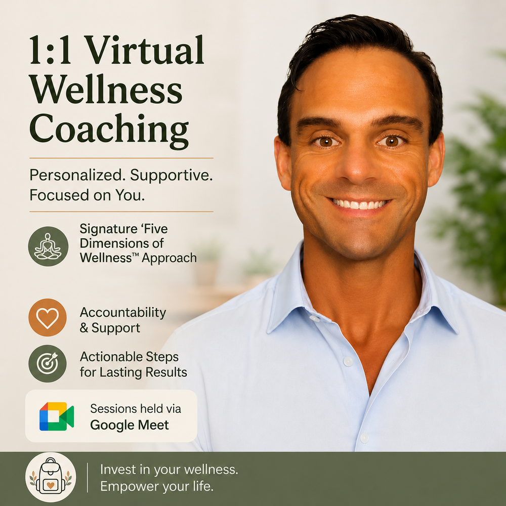 Christopher Solecki, LMSW, offering virtual Five Dimensions of Wellness coaching sessions.